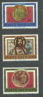 Vatican, 1975 (#663-65a), Archaeological Christian Congress, Gilded Glass, Vergoldetes Glas, Christ Portrait Catacomb - Verres & Vitraux