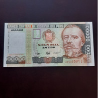 BILLETE DE 100000 INTIS DE PERU DEL AÑO 1989.S/C. - Perù