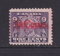 Canada Revenue (Federal), Van Dam FX28b, MHR, Double Overprint (pen # On Gum) - Fiscaux