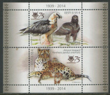 Estonia:Unused Block Tallinn Zoo 75, Eagles, Leopard, 2014, MNH - Estonie