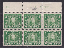 Canada Revenue (Federal), Van Dam FWT9, MNH (* Selvage) Plate Block - Fiscaux