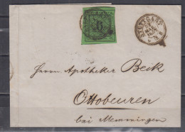 Württemberg Faltbrief(hülle) Stuttgart 31.MAR.1857 N 8 Mit MiNo. 3 Nach Ottobeuren (rs. Halbkreis-o) - Covers & Documents