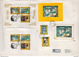 Postal History Cover: Yemen PDR Registered Cover With Picasso Imperforated Set, Sheetlets And SSs, Very Rare - Picasso