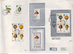 Postal History Cover: Yemen PDR Registered Cover With Ballons Imperforated Set, Sheetlets And SSs, Very Rare - Altri (Aria)