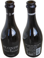 France Bouteille Vide Empty Beer Bottle Sérigraphiée Blonde Of Saint-Tropez Brassée Dans Le Var - Cerveza