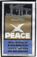 4.5 X 7.5 CM WW1 "isolationism" PEACE WORLD WAR ONE USA WENTZ (WENTZ & CO) "INDUSTRY"  PEACE STAMP 1914 WW1  EXTRA RARE  - Erinnofilia