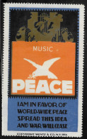 4.5 X 7.5 CM WW1 "isolationism" PEACE WORLD WAR ONE USA WENTZ (WENTZ & CO) "MUSIC"  PEACE STAMP 1914 WW1  EXTRA RARE  - Erinnofilia