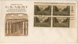 (N70) USA SCOTT Block N° 23324 Of 4 X # 934 -Military Propaganda -  Remagen Bridge Crossing Rhine - Washington - 1945 - 1941-1950