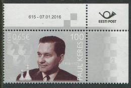 Estonia:Unused Stamp Chess Player Paul Keres 100, Corner!, 2016, MNH - Estonie