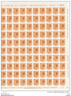 REPUBBL. VARIETA':  1968  TURRITA  FLUORO/ARABICA  -  £. 6  GIALLO  OCRA  N. -  FOGLIO  100  -  C.E.I. 1085 - Full Sheets