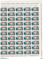 REPUBBLICA:  1968  F. BARACCA  -  £. 25  POLICROMO  FGL. 50  N. -  SASS. 1090 - Full Sheets