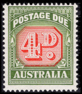 Australia 1958-60 4d Carmine And Deep Green Postage Due Die II No Wmk Unmounted Mint. - Portomarken