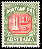 Australia 1958-60 1d Carmine And Deep Green Postage Due Die II No Wmk Unmounted Mint. - Impuestos