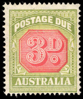 Australia 1938 3d Postage Due Type B Wmk CofA Lightly Mounted Mint. - Segnatasse