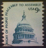 United States, Scott #1616, Used(o), 1975, Americana Series Coil:  Capitol Dome, 9¢, Slate On Greenish Paper - Oblitérés