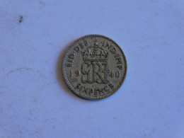 UK Grande-Bretagne 6 Six Pence 1940 Silver, Argent - H. 6 Pence