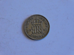 UK Grande-Bretagne 6 Six Pence 1941 Silver, Argent - H. 6 Pence