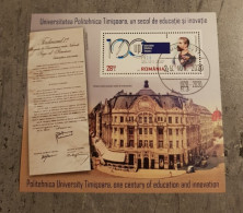 ROMANIA POLITEHNICA UNIVERSITY TIMIȘOARA ONE CENTURY OF EDUCATION AND INNOVATION MINIATURE SHEET USED - Usado