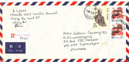 China Registered Air Mail Cover Sent To Denmark 24-10-1990 Topic Stamps Sent From The Embassy Of USSR Shanghai - Luftpost