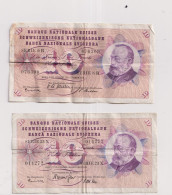 Lot 2 Billets Suisse  10 Francs  1972 - Svizzera