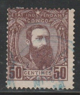 CONGO BELGE - N°9 Obl (1887-94) 50c Brun - 1884-1894