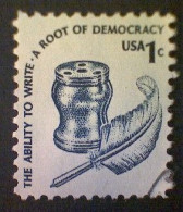 United States, Scott #1581, Used(o), 1977, Americana Series Definitives:  Quill And Ink Well, 1¢, Dark Blue - Oblitérés