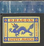 DRAGON ( DRAAK DRACHEN ) - OLD EXPORT MATCHBOX LABEL  MADE IN POLAND - Zündholzschachteletiketten
