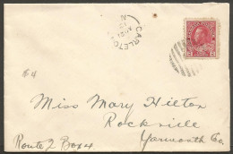 1913 Cover 2c Admiral Split Ring Carleton NS Nova Scotia - Storia Postale