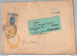 Brasilia Abour 1895 Stationary Wrapper With 20 Reis Add Franking To Germany, Postal Forwarded Marking  Nachzug 2003.1111 - Lettres & Documents