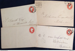 Great Britain ½ D Postal Stationary Envelopes Type 1890, Various Sizes, Paper & Postmarks 3 Ex. Used, 1 Unused 2002.1803 - Covers & Documents