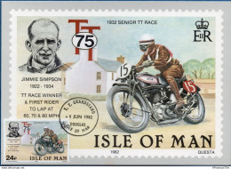 Isle Of Man 1983 Senior TT Races Jimmie Simpson Maximum Card Postmark T.T. Grandstand  2002.1634 - Moto