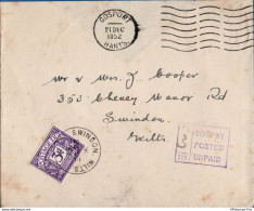 Britain Postage Due 3d 1952 21 Letter From Gosport (Due Mark18/145, Universal 10/172) To Swindon 2002.1641 - Taxe