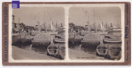 Port De Naples / Bateau Paquebot Train Barge - Photo Stéréoscopique 1905- Italia Napoli Foto Stereo Porto Di C13-32 - Stereo-Photographie