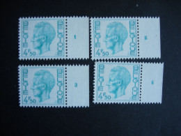 Belgique 1743** Numéros De Planches 4.50 Fr Bleu Turquoise  Roi Baudouin Type Elström - 1971-1980