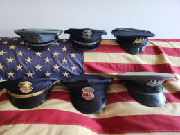 RARELot 6 Casquettes Police US Originales Avec Badges - Police & Gendarmerie