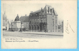 Souvenir De Philippeville (Belgique)-1906-Grand'Place-Statue De Louise-Marie-Reine Des Belges-Edit.D.V.D-Imp.Piret-Sohet - Philippeville