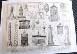 Larousse Universel Nouveau Dictionnaire Encyclopédique Claude Augé Extrait Planche Phare Lighthouse Plate In EN After - Architecture