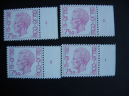 Belgique 1754** Numéros De Planches  7.50 Lilas Rose  Roi Baudouin Type Elström - 1971-1980