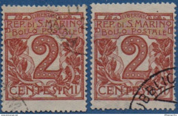 San Marino 1921 Figure 2c Color Shades 2 Values Cancelled - 2005.2632 - Used Stamps