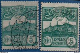 San Marino 1903 Figure 5 C Color Shades 2 Values Cancelled - 2005.2625 - Used Stamps