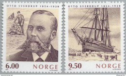 Norge, Norway 2004 Otto Sverdrup 2 Values MNH 2004.3025 Polar Research, Polar Research Ship Fram Schooner Type - Polar Explorers & Famous People