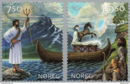 Norge, Norway 2004 Nordic Myths & Legends 2 Values MNH 2004.3024 Sea God Njord, Funeral Balders, Norden Theme - Contes, Fables & Légendes