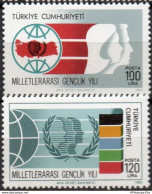 Turkey 1985 Interntional Year Of The Youth 2 Values Mi 2718-19 MNH T85-10 - Autres & Non Classés