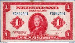 Nederland, Netherlands Type 1943  Fl 1.00 Wilhemina, 2012.04B49 Series FG Used - 1 Gulden