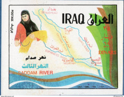 Iraq 1995 Canalization In Mesopotamia, Block Issue, Red Text 2011.2907, River, Map - Géographie