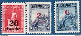 Turkey 1929  Overprinted Stamps 3 Values MH 2011.2729 Basic Stamps With Ottoman Lettering - Other & Unclassified