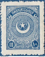 Turkey 1924 10 Piaster Perf 12  MH 2011.2721  Ayyildiz Third Printing - Nuevos