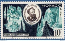 Monaco 1955 25 Fr Jules Verne, Travel To Center Of Earth 1 Value Cancelled 2011.0598 Cavern, Fish - Contes, Fables & Légendes