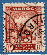 Maroc Poste Locale 1896 Alcazar à Oeuzzan 1 Fr Red Brown Canceld, 2011.0206 Postman On Camel, Cherifiènne. Sherif's Mail - Locals & Carriers