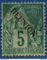 Reunion 1892 5c Overprint MH 1 Stamp 2104.1053 - Neufs